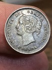 1901 Canada 5 Cents  925 Silver  Queen Victoria Last Death Year Vf ef Toned Coin