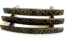 Mid Century Drawer Pulls 3  Bronze Gold Brass Set 3pcs Filigree Scrolls Handles