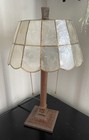 Vintage Capiz Shell Brass Table Lamp - 24    H X 12    W Dual Light - Works 