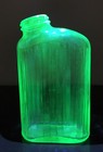 Vintage Uranium Vaseline Green Glass Ribbed Water Refrigerator Jar Bottle No Lid