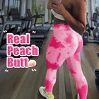 Women Push Up Leggings Yoga Pants Tie Dye Anti-cellulite Ruched Gym Sport Tiktok