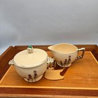 Vintage Leigh Ware Wildflower Creamer And Sugar Bowl Set Silver Gilding Art Deco