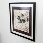 Framed Vintage Japanese Ink Wash Print Two Horses Japanese Stamped Print Art