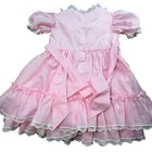 Vintage Bryan Girls Pink Lace White Polka Dot Ruffle Dress Size 5 Sash Tie