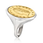 Ross-simons Italian Genuine 20-lira Coin Ring In Sterling Silver