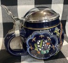 Vintage German Lidded Blue Beer Stein Reinhold Merkelbach  4114 Pewter Lid