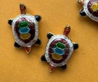 Lot Of 17 Cloisonne Beads  Turtle   Brown  Blue  Green And Gold  19 X 14 X 3 Mm