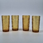 Vtg Mcm Brockway American Concord Amber Glasses Tumbler Set Of 4