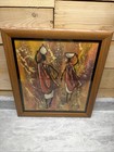 Vintage Henry Lumu Framed 14x16  African Batik Tribal Textile Art Signed 1986