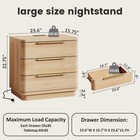Nightstand Bedside Table W  3 Storage Drawers 24  Tall Wood Night Stand