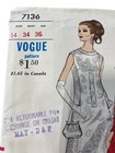 60s Vintage Vogue 7136 Sewing Pattern Size 14 One Piece A Line Dress Uncut