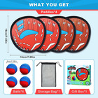 Toss And Catch Ball Game Set For Kids Ages 3-12  4 Paddles   4 Sticky Balls