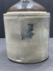 Western Stoneware Whiskey Jug  Maple Leaf Logo Tan Brown Crock 1 Gallon Antique