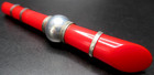 Cherry Red Bakelite Art Deco Silver Wrap Sphere Vintage Pin Brooch