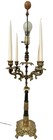 Antique French Empire-style Brass 5 Light Candelabra Table Lamps  Set Of Two 
