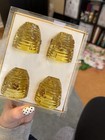 New Rare  4 Williams Sonoma Yellow Glass Beehive Taper Candle Holders Summer Bee