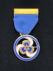 Vtg 10k Gold Girl Scout Thanks Award Metal Badge Pin With Blue Ribbon Adult