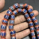 Vintage Venetian Chevron Glass Bead Necklace Old African Trade Beads