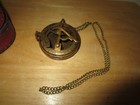 Vintage Maritime Pocket Sundial Nautical Brass Compass With Leather Case