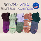Bombas Unisex Tri-block Ankle Socks 5 Pair  Pack -mix Multicolor - Size S m l xl