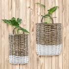 Auldhome Design Wall Hanging Baskets  set Of 2  Gray W white   Woven Wicker R   