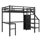 Black Xl Twin Loft Bed W  L-desk  Usb  Led  Closet   Adjustable Top Shelf 