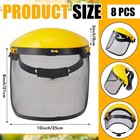 8 Adjustable Yellow Mesh Face Shields For Chainsaw Mowing Pruning Landscaping
