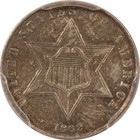 1862 1 Three Cent Silver Pcgs Genuine Unc Details Cleaned  Great Look Minor Wipe
