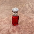 Miniature Antique Ruby Red Glass Perfume Scent Bottle With Silver Srew Top Lid 