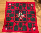 Vintage Hand Stitched Patchwork Christmas Quilt Throw Blanket Holly 28 5   