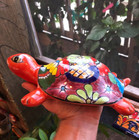 Talavera Mexican Folk Art Turtle  Bright Colors  Great For Outdoor Art Or Inside