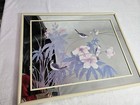 Vintage 1980s Marsel  Art Wall Art Deco Etched Floral W  Birds Pattern 28  X 22 