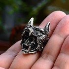 Vintage Men s Wolf Head Skull Ring Mens Stainless Steel Biker Rock Hip Hop Ring