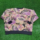 Vintage Crazy Print Jacket Womens Large 27x27 Boxy Beige