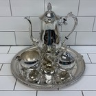 Vintage Silverplate Coffee Set With Tray Sugar Dish Creamer