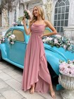 Vouiao Women s Formal Evening Gown Long Prom Dress Wedding Guest Maxi Pink S