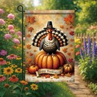 Fall Garden Flag Happy Thanksgiving Turkey Pumpkin Flag 12x18 Turkey Pumpkin 1