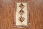 Geometric Gabbeh 3x6 Ft  Ivory Area Rug Hand-made Wool Vintage Carpet