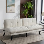 Cozy Futon Cream Boucle Fabric 72  Convertible Sofa Bed Lounger Couch New