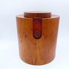 Nissen Ice Bucket Nissen Denmark Teak Wood Ice Bucket Blue Liner Mcm  As Is
