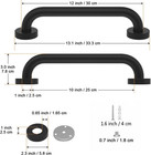 Safety Grab Bar 12 Inch  Wall Mounted Handicap Bars   Matte Black  Stainless