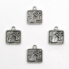 15 40pcs  Antique Silver 2 Sided House Charm Pendant 14x16mm Jhs463-5218