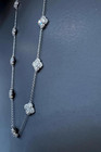14k White Gold Round Natural Diamond Clover Style Station Necklace 18  For Her