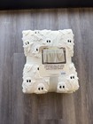 Nwt Costco Halloween Faux Fur Throw Blanket Orange Pumpkin White Ghost Black Cat