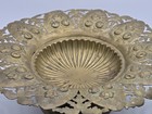 Vintage Brass Pedestal Bowl Roses Ornate Floral Engraved Design Footed Dish