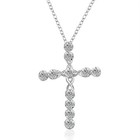 Womens 925 Sterling Solid Silver Charm Cross Pendant Necklace 18    Link Chain