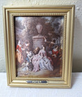 Framed French Mini Gilded Print On Silk Joseph Pater Park Meeting Vintage
