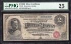 1886  2 Silver Certificate Ornate Back Hancock Note Pmg 25 Fr 240 61669 