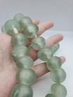 Huge Recycled Glass Powder Finish African Trade Bead Strand 24  18mm X 22mm Sea