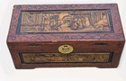 Vintage Hand Carved Wooden Chest Brass Lock Restoration 27 x12 x12  Smells Great